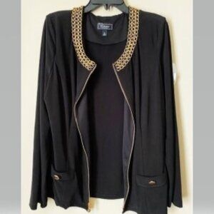 Black Blazer with Gold Chain Neckline